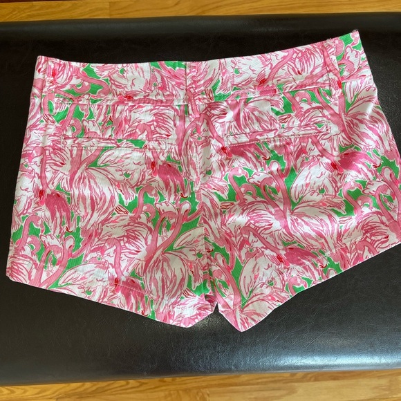 Lilly Pulitzer The Walsh Prep Green Pink Colony short size 0 flamingo resort EUC - Picture 16 of 16